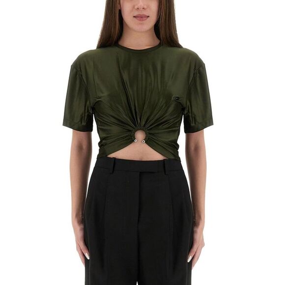 PACO RABANNE Draped Wrap T-Shirt Women GREEN T-Shirts & Tops